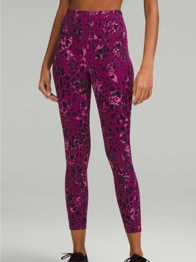 Lululemon Base Pace HR Tight 25" Size 6 Cheetah Camo Magenta Purple